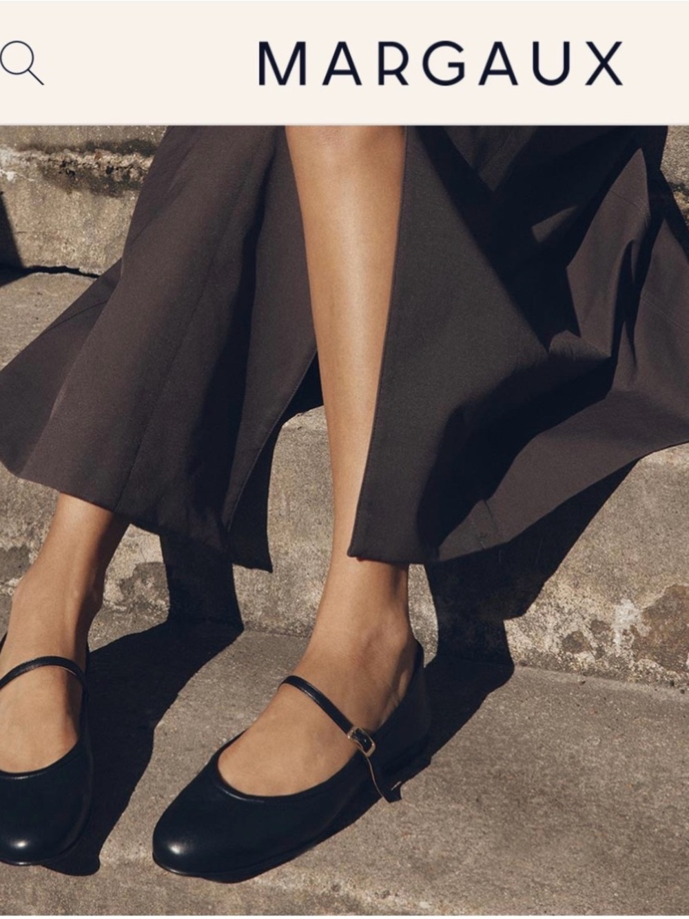 Margaux Black Leather DEMI JANE Flats with Ankle Strap